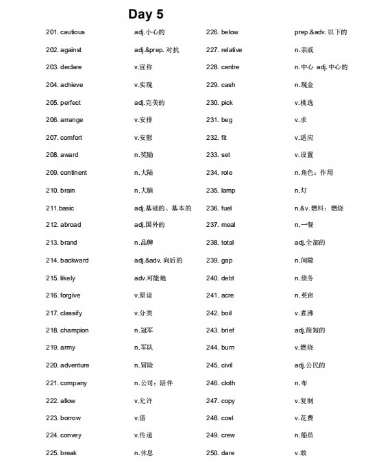 高考英语词汇量要求 高考英语高频词汇800(图5)