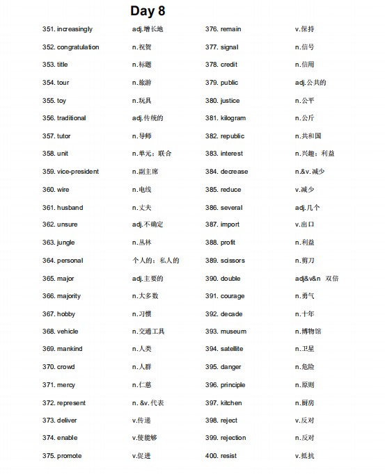 高考英语词汇量要求 高考英语高频词汇800(图8)