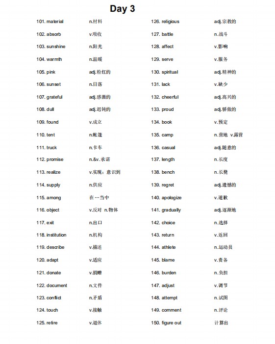 高考英语词汇量要求 高考英语高频词汇800(图3)