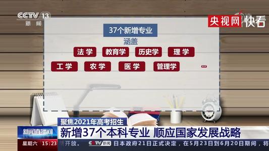 今年高考招生新增37个本科专业 2021年高考新变化